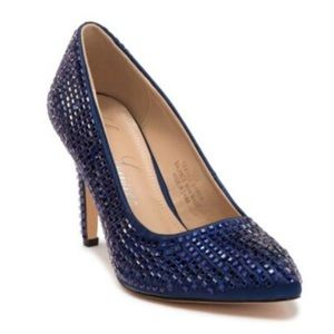 NWT Lauren Lorraine Dazzle Rhinestone Stiletto 8.5. Blue